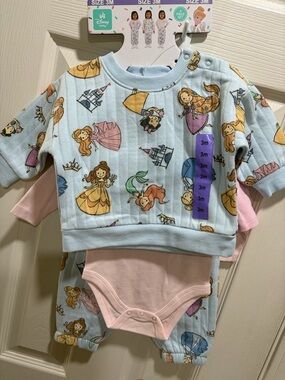 Disney Baby Princess Print 4 -Piece Set - Light Blue & Pink